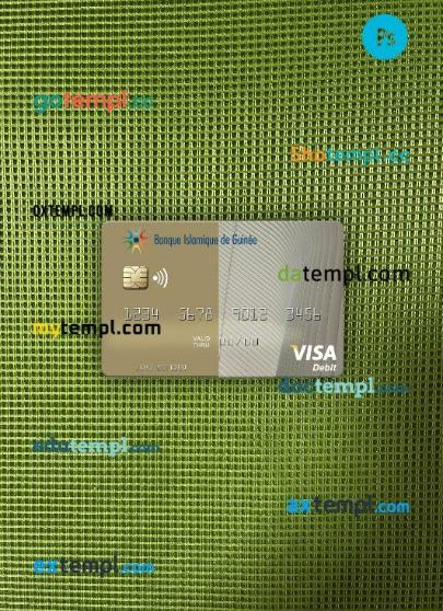 Guinea Banque Islmaique de Guinée visa debit card PSD scan and photo-realistic snapshot, 2 in 1