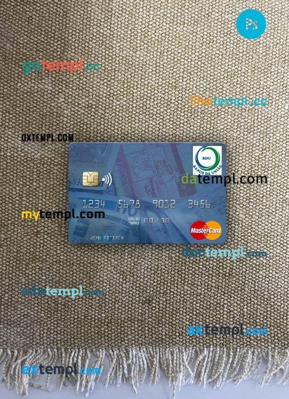 Guinea Bissau Banco Da Uniao mastercard PSD scan and photo taken image, 2 in 1