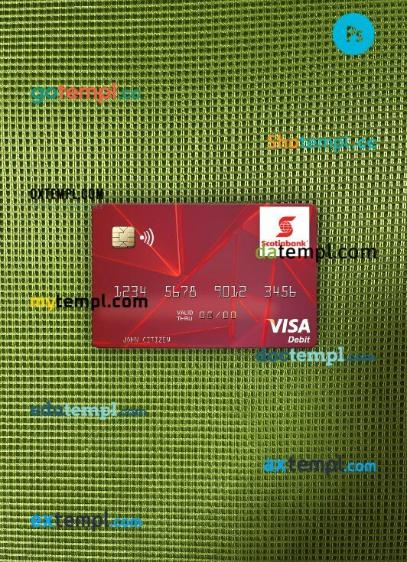 Guyana Bank of Nova Scotia visa debit card PSD scan and photo-realistic snapshot, 2 in 1