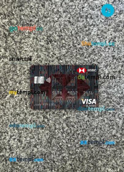 Hong Kong HSBC bank visa classic card PSD scan and photo-realistic snapshot, 2 in 1