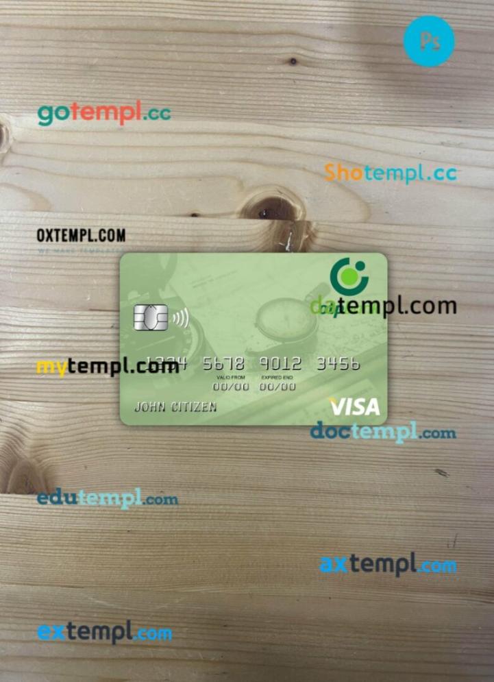 Hungary OTP Bank visa card PSD scan and photo-realistic snapshot, 2 in 1