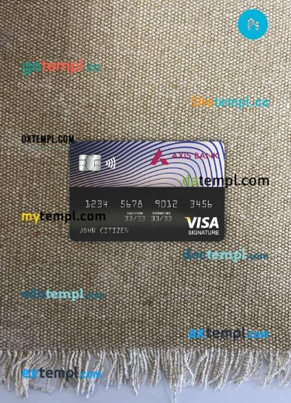 India Axis bank visa signature card PSD scan and photo-realistic snapshot, 2 in 1