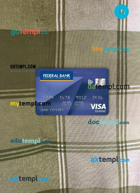 India Federal bank visa classic card PSD scan and photo-realistic snapshot, 2 in 1