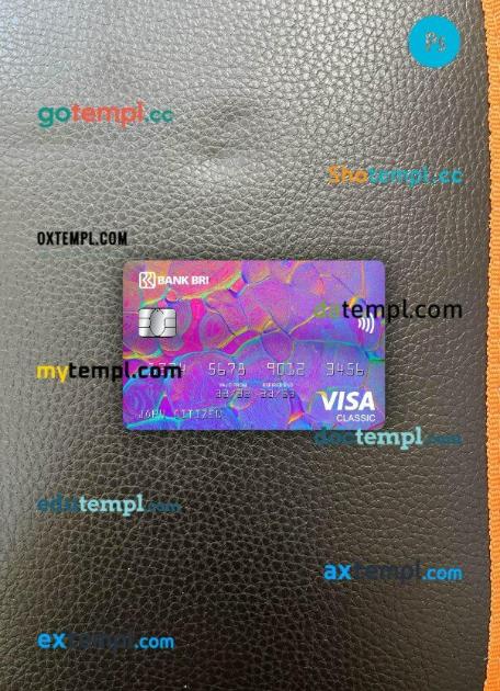 Indonesia Bank Rakyat Indonesia (BRI) visa classic card PSD scan and photo-realistic snapshot, 2 in 1