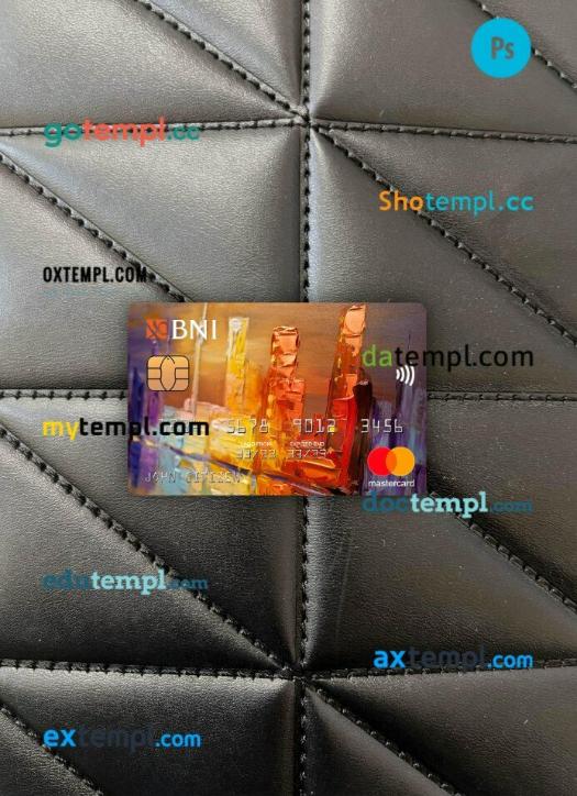 Indonesia bank Negara indonesia (BNI) mastercard PSD scan and photo taken image, 2 in 1