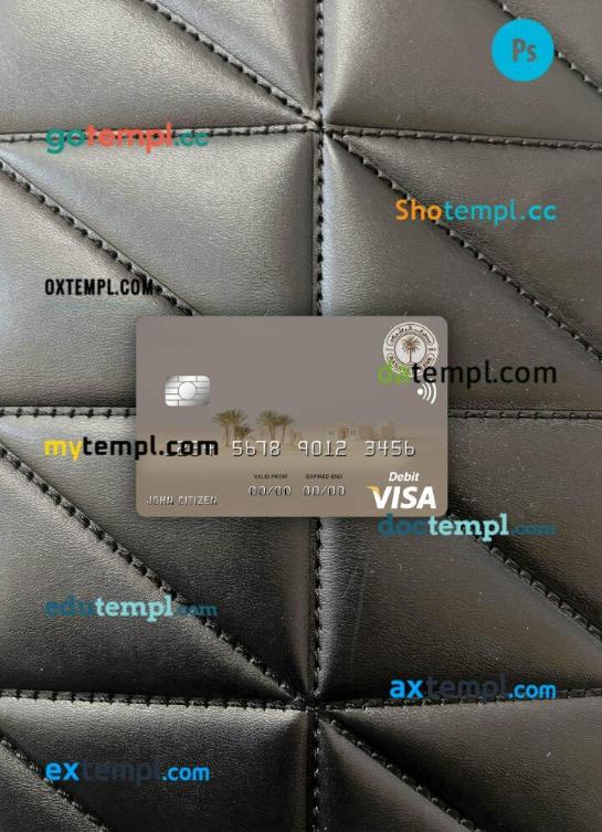 Iraq Rasheed Bank visa debit card PSD scan and photo-realistic snapshot, 2 in 1