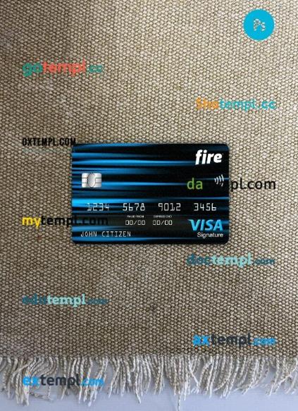 Ireland Fire Financial bank visa signature card PSD scan and photo-realistic snapshot, 2 in 1