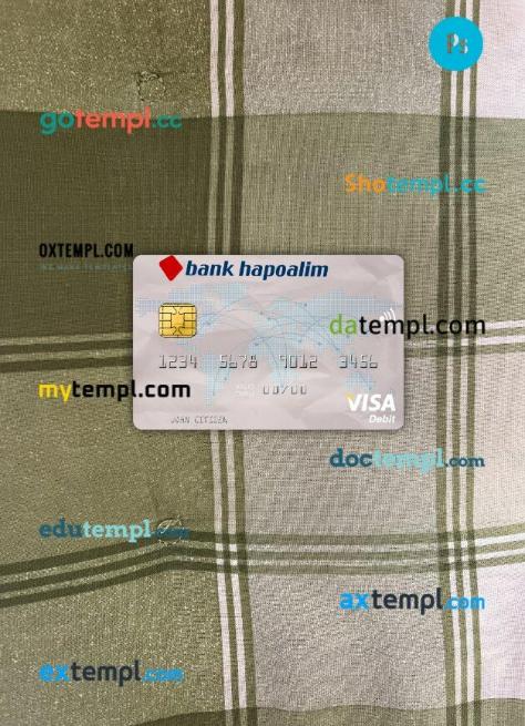 Israel Bank Hapoalim visa debit card PSD scan and photo-realistic snapshot, 2 in 1