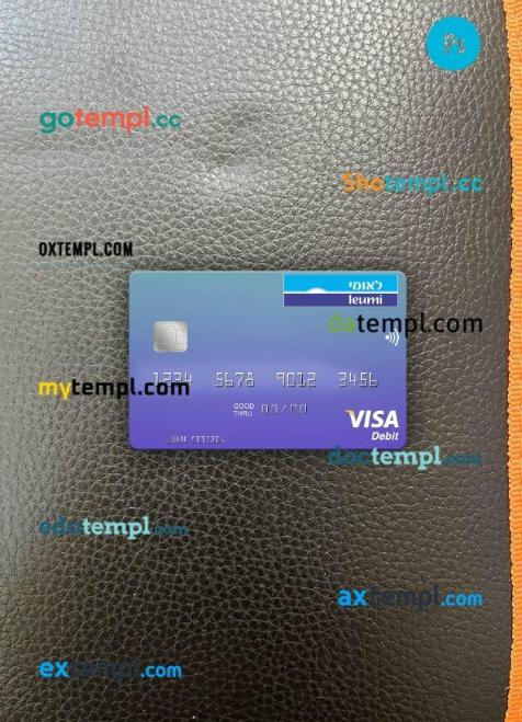 Israel Bank Leumi visa debit card PSD scan and photo-realistic snapshot, 2 in 1