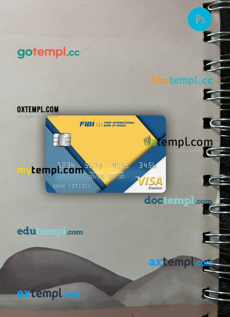 Israel First International Bank visa electron card PSD scan and photo-realistic snapshot, 2 in 1