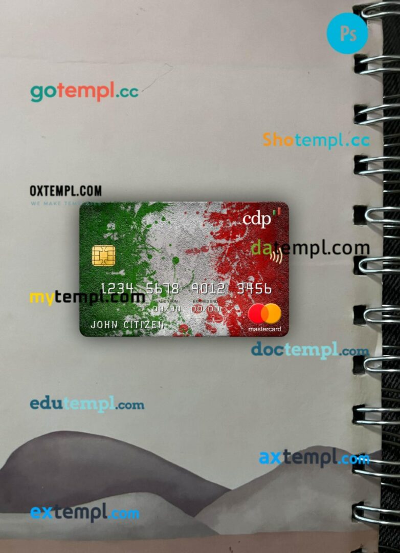 Italy Cassa Depositi e Prestiti bank mastercard PSD scan and photo taken image, 2 in 1