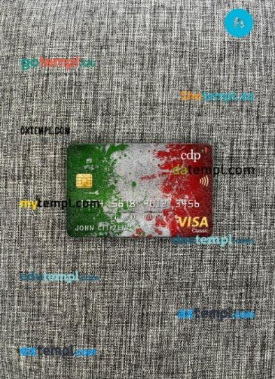 Italy Cassa Depositi e Prestiti bank visa classic card PSD scan and photo-realistic snapshot, 2 in 1