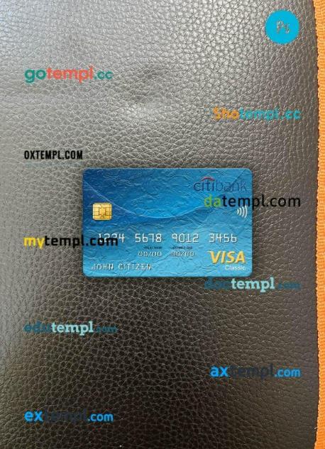 Italy Citibank visa classic card PSD scan and photo-realistic snapshot, 2 in 1