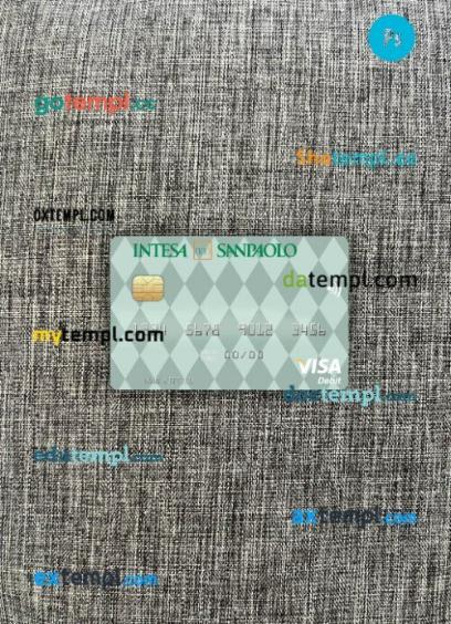 Italy Intesa Sanpaolo visa debit card PSD scan and photo-realistic snapshot, 2 in 1