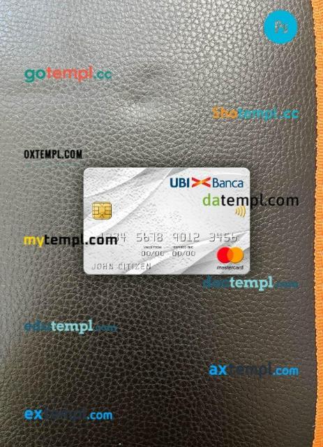 Italy UBI bank mastercard PSD scan and photo taken image, 2 in 1