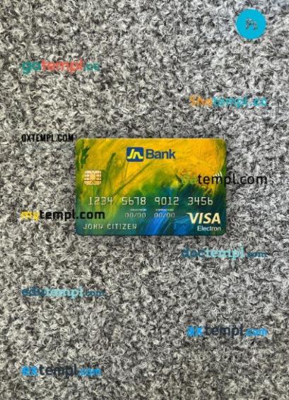 Jamaica National Bank visa electron card PSD scan and photo-realistic snapshot, 2 in 1