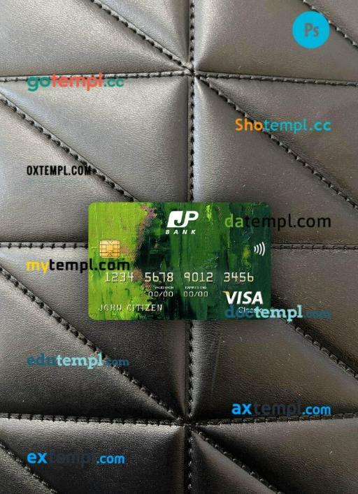 Japan Post bank visa classic card PSD scan and photo-realistic snapshot, 2 in 1
