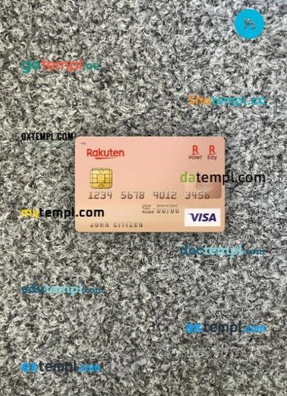 Japan Rakuten Bank visa card PSD scan and photo-realistic snapshot, 2 in 1