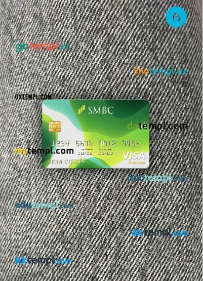 Japan Sumitomo Mitsui Banking Corporation (SMBC) bank visa electron card PSD scan and photo-realistic snapshot, 2 in 1