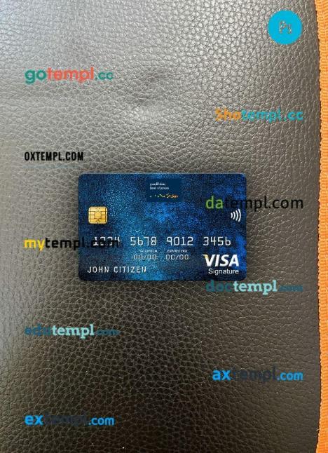 Jordan Bank of Jordan visa signature card PSD scan and photo-realistic snapshot, 2 in 1