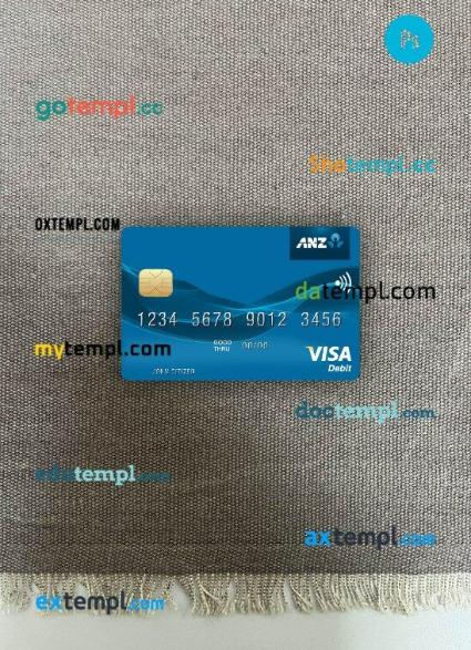 Kiribati ANZ Bank visa debit card PSD scan and photo-realistic snapshot, 2 in 1