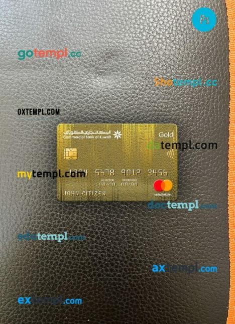 Kuwait Commercial Bank mastercard gold PSD scan and photo taken image, 2 in 1