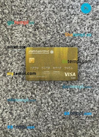 Kuwait Commercial Bank visa gold card visa gold card PSD scan and photo-realistic snapshot, 2 in 1