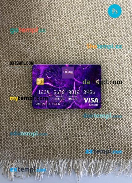 Laos Indochina Bank visa classic card PSD scan and photo-realistic snapshot, 2 in 1