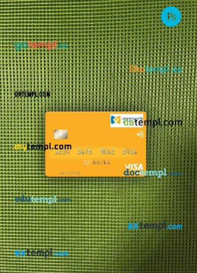 Laos Lao China Bank visa debit card PSD scan and photo-realistic snapshot, 2 in 1