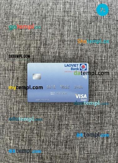 Laos Lao-Viet visa debit card PSD scan and photo-realistic snapshot, 2 in 1