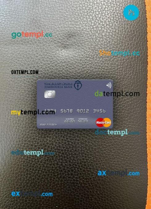 Libya Jumhouria Bank mastercard PSD scan and photo taken image, 2 in 1