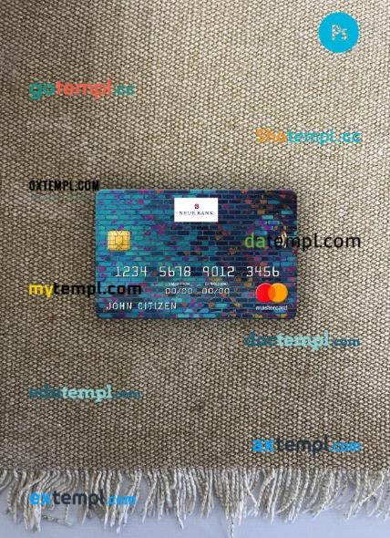 Liechtenstein Neue Bank AG bank mastercard PSD scan and photo taken image, 2 in 1
