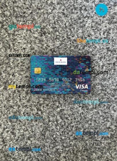 Liechtenstein Neue Bank AG bank visa classic card PSD scan and photo-realistic snapshot, 2 in 1