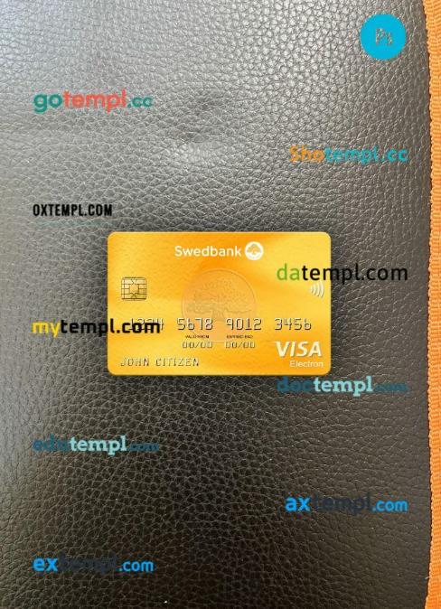 Lithuania Swedbank mastercard PSD scan and photo taken image, 2 in 1