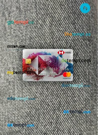 Luxembourg HSBC bank mastercard PSD scan and photo taken image, 2 in 1