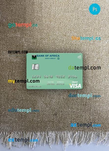 Madagascar Bank of Africa visa debit card PSD scan and photo-realistic snapshot, 2 in 1