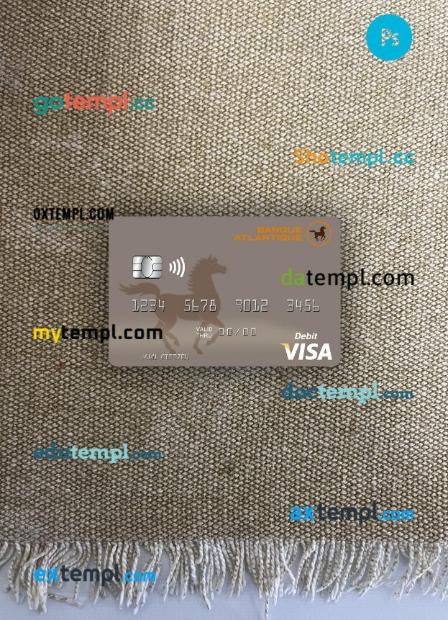 Mali Banque Atlantique visa debit card PSD scan and photo-realistic snapshot, 2 in 1