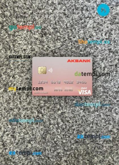 Malta Akbank T.A.Ş. visa debit card PSD scan and photo-realistic snapshot, 2 in 1
