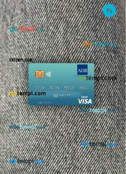 Marshall Islands ADB Bank visa debit card PSD scan and photo-realistic snapshot, 2 in 1
