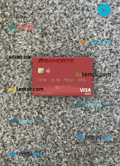 Mexico Banorte Bank visa debit card PSD scan and photo taken image, 2 in 1