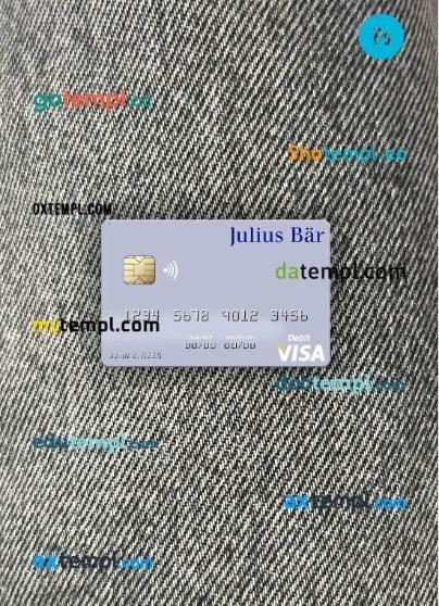 Monaco Julius Bär & Co. AG Bank visa debit card PSD scan and photo-realistic snapshot, 2 in 1