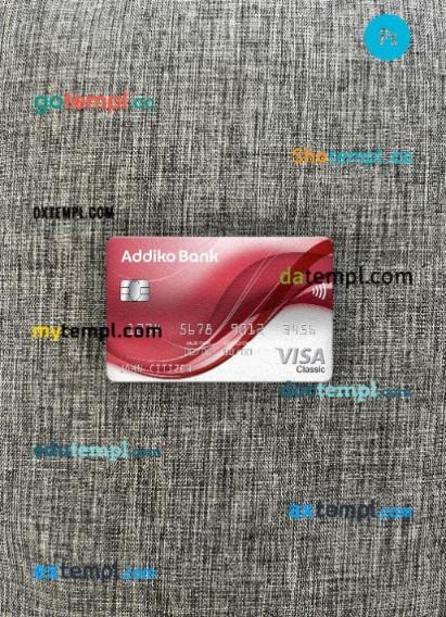 Montenegro Addiko Bank visa classic card PSD scan and photo-realistic snapshot, 2 in 1