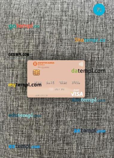 Montenegro Hipotekarna Banka visa debit card PSD scan and photo-realistic snapshot, 2 in 1