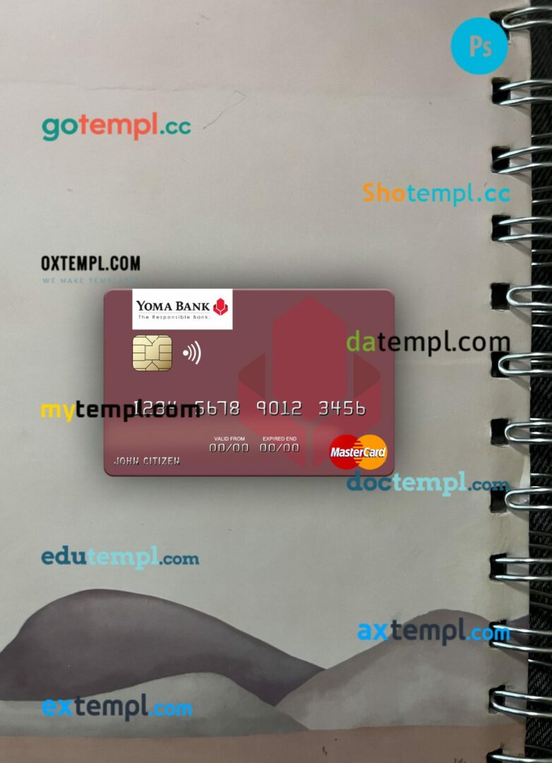 Myanmar Yoma Bank mastercard PSD scan and photo taken image, 2 in 1