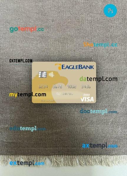 Nauru Eagle Bank Inc visa debit card PSD scan and photo-realistic snapshot, 2 in 1