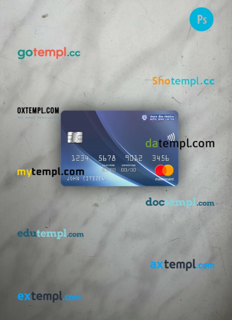 Nepal Bank Nepal mastercard PSD scan and photo taken image, 2 in 1