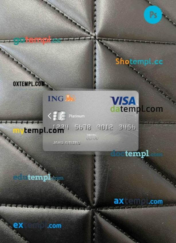 Netherlands ING bank visa card platinum PSD scan and photo-realistic snapshot, 2 in 1