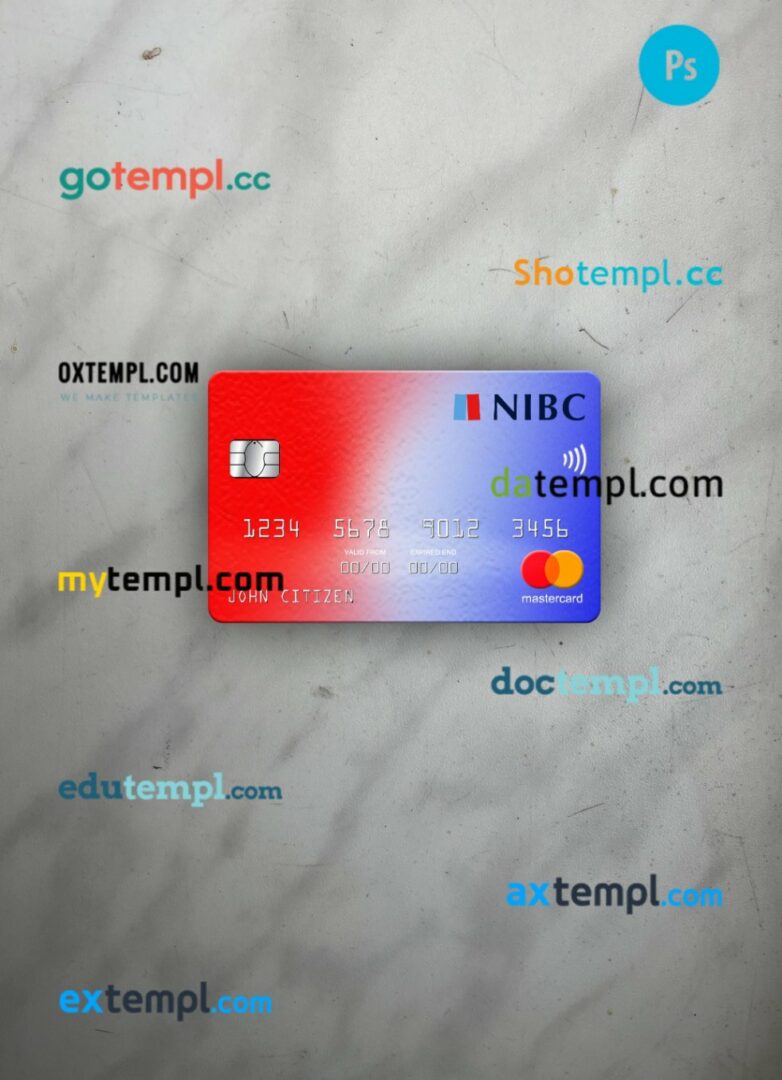 Netherlands NIBC Bank mastercard PSD scan and photo taken image, 2 in 1
