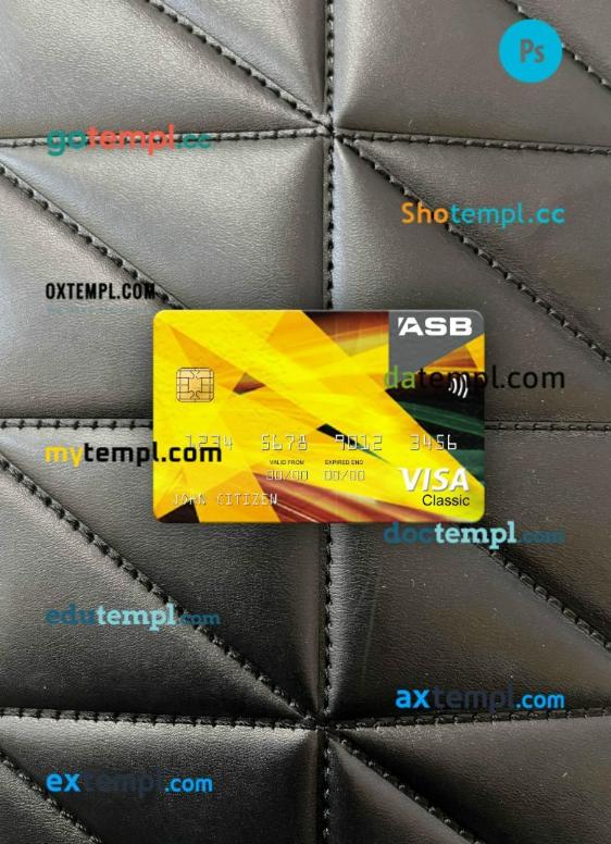 New Zealand ASB Bank visa classic card PSD scan and photo-realistic snapshot, 2 in 1
