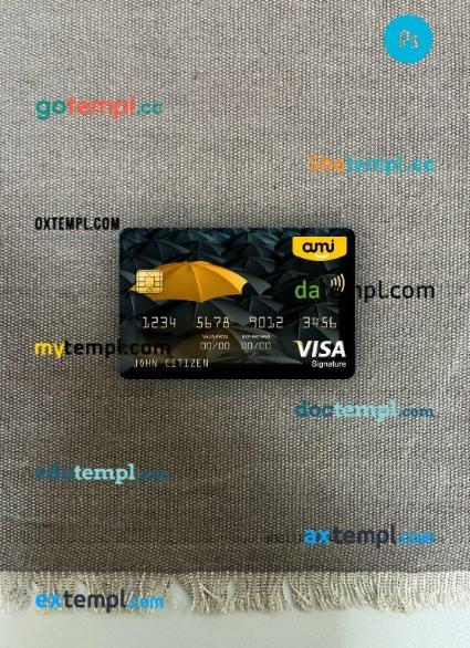 New Zealand Ami Insurance Limited bank visa signature card PSD scan and photo-realistic snapshot, 2 in 1